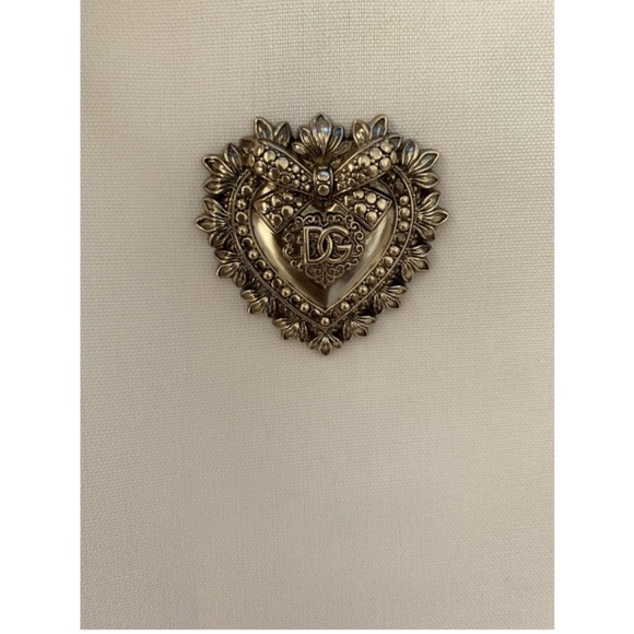 Dolce & Gabbana Devotion Cream Canvas Large Tote Bag Purse D&G Gold Heart Plaque - Picture 4 of 14